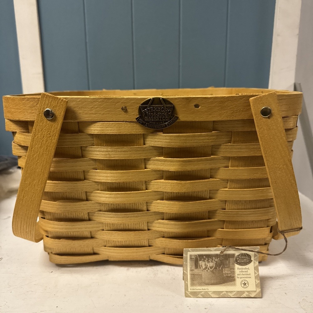 Peterboro Basket Company 13" x 8" Square PIE Basket With Handles Picnic No Lid